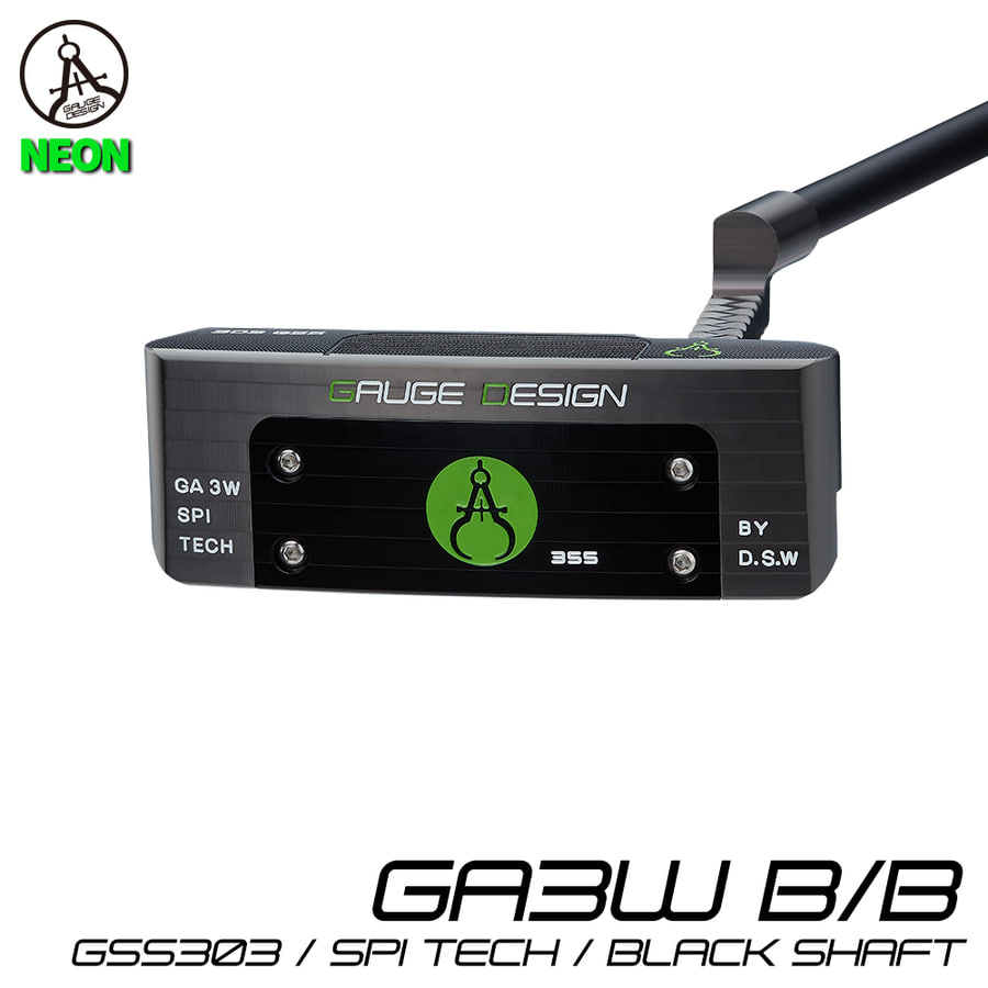 게이지디자인코리아게이지디자인 네온 시리즈 GA3W 올블랙 GSS303 블랙샤프트 일자형 와이드 블레이드 골프 퍼터