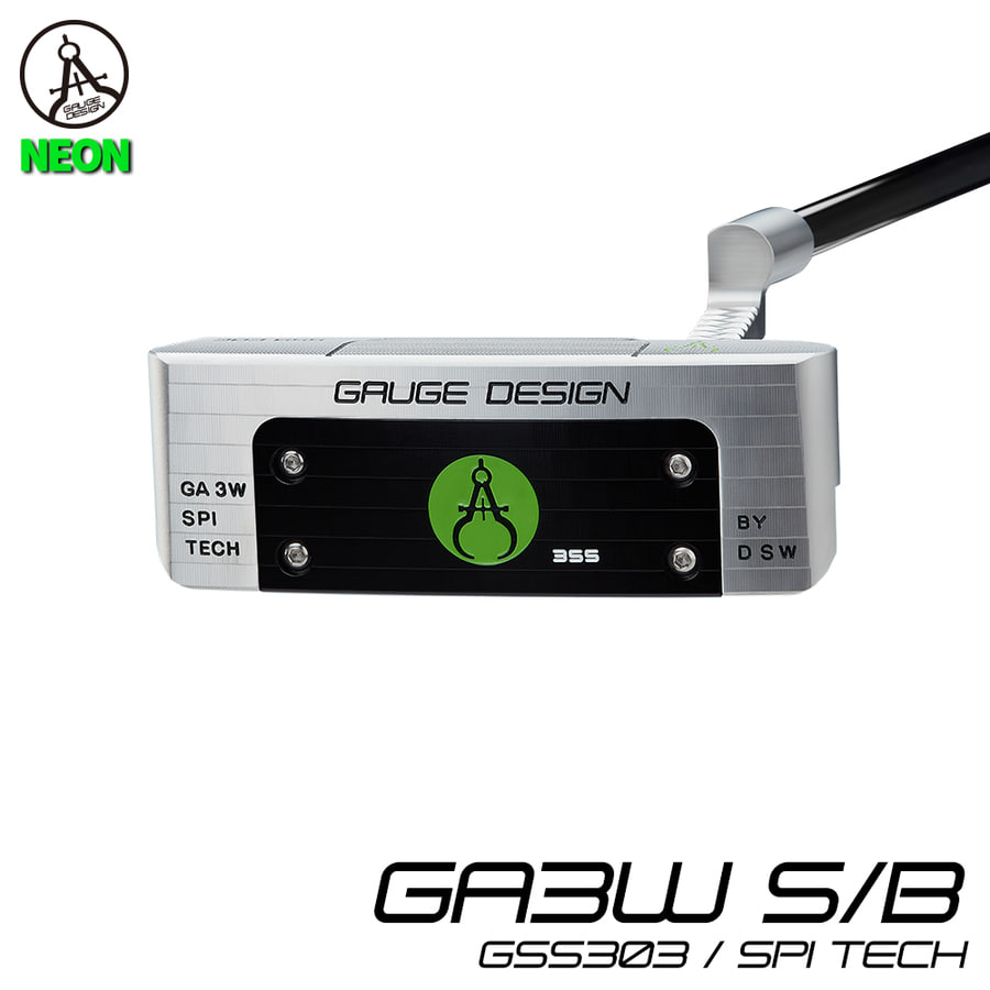게이지디자인코리아게이지디자인 네온 시리즈 GA3W 실버 블랙 GSS303 스틸샤프트 일자형 와이드 블레이드 골프 퍼터